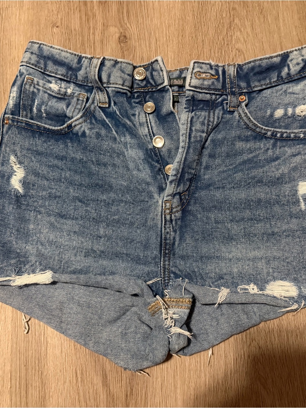 wild fable Distressed Light Blue Button-Front Jean Shorts